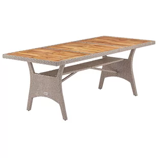 Stół ogrodowy Takeo kremowy 190x90x74cm rattan akacja - Stoły ogrodowe - miniaturka - grafika 1