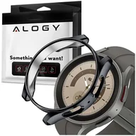 Akcesoria do smartwatchy - Etui ochronne silikonowe Alogy nakładka Case do Samsung Galaxy Watch 5 Pro 45mm Black + 2x Szkło - miniaturka - grafika 1