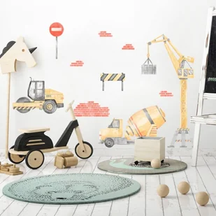Naklejka ścienna plac budowy żółty I - Wyposażenie pokoiku dziecięcego - miniaturka - grafika 1