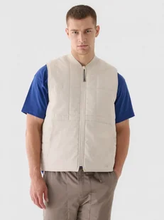 Męski bezrękawnik puchowy pikowany 4F 4FRAW24TVESM171 - beżowy - Kurtki i kamizelki sportowe męskie - miniaturka - grafika 1