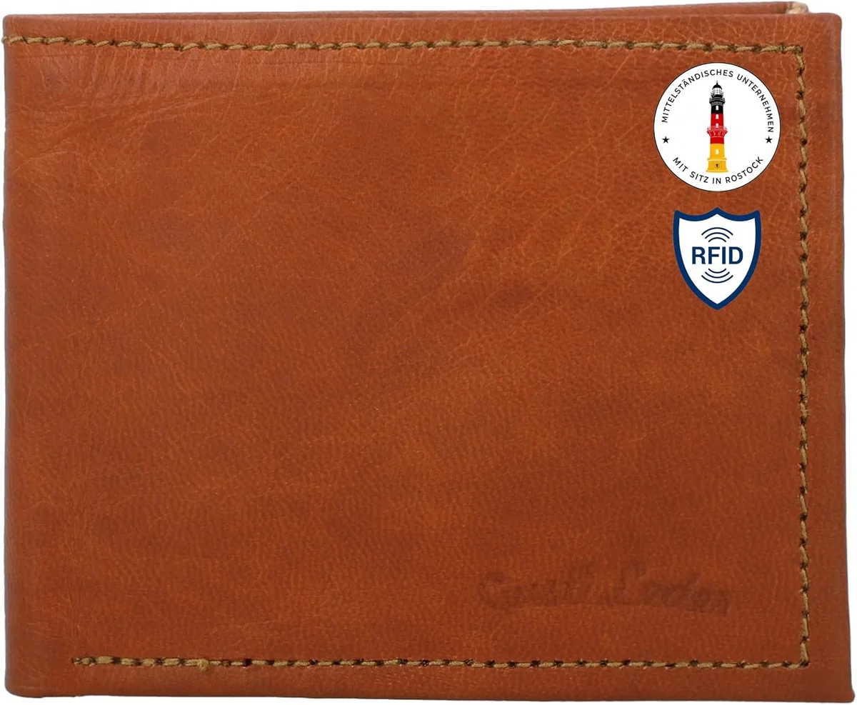 PORTFEL SKÓRZANY 11.5X9.5X1CM UNISEX VINTAGE JASNOBRĄZOWY