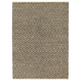 vidaXL Ręcznie tkany dywan Chindi, skóra i bawełna, 160x230 cm, czarny - Dywany - miniaturka - grafika 1