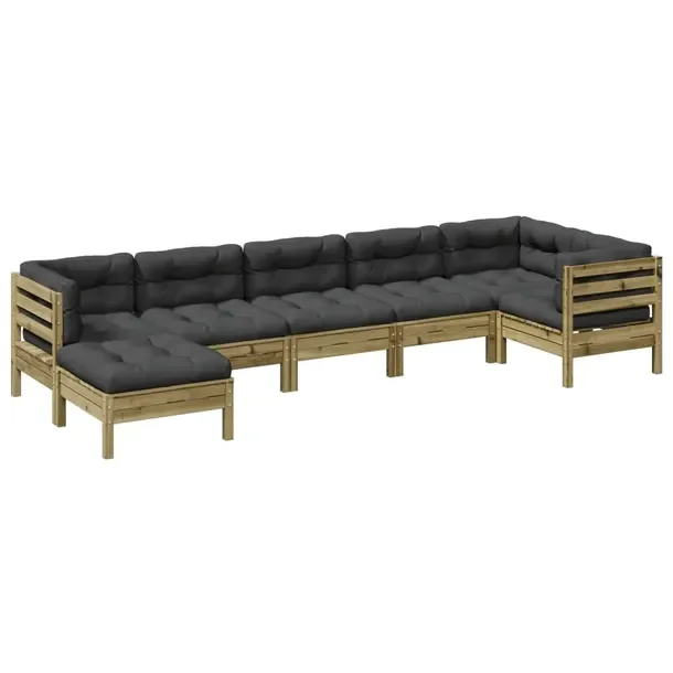 Zestaw mebli ogrodowych z drewna sosnowego z poduszkami antracytowymi 63x63