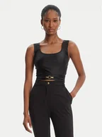Koszulki i topy damskie - Just Cavalli Top Crop Element 79PAM2A6 Czarny Slim Fit - miniaturka - grafika 1