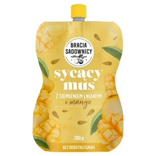 Bracia Sadownicy Sycący mus z siemieniem lnianym i mango 200 g - Soki i napoje niegazowane - miniaturka - grafika 1