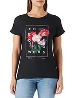 Koszulki i topy damskie - ONLY Women's ONLGINJA REG S/S Flower TOP Box JRS T-Shirt, czarny/nadruk: ogród, XS - miniaturka - grafika 1