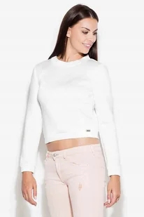 krótka BLUZA damska CIEPŁA DRESOWA ze stójką biały L - Bluzy damskie - miniaturka - grafika 1