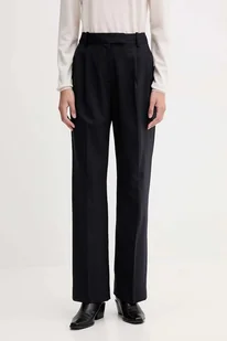 Tommy Hilfiger spodnie z dodatkiem wełny damskie kolor granatowy szerokie high waist WW0WW48352 - Spodnie sportowe damskie - miniaturka - grafika 1