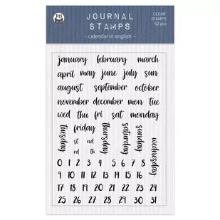 Zestaw stempli Kalendarz ENG 01 A6, 62szt. - Scrapbooking - miniaturka - grafika 1