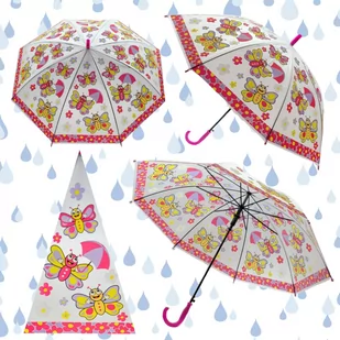 PARASOL dziecięcy WESOŁE MOTYLKI 76 cm średnicy AUTOMATYCZNA PARASOLKA - Parasole - miniaturka - grafika 1