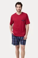 Piżamy męskie - Piżama męska ALBERTO XXL Czerwony - miniaturka - grafika 1
