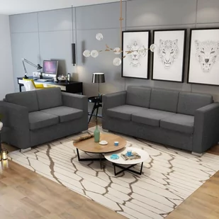 Komplet wypoczynkowy 3+2 ciemnoszary materiał - Komplety wypoczynkowe - miniaturka - grafika 1