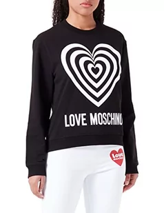 Love Moschino Damska bluza o regularnym kroju z okrągłym dekoltem, czarna, rozmiar 46 (DE), czarny - Bluzy damskie - miniaturka - grafika 1