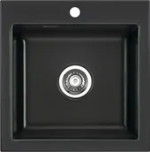 Zlewozmywaki - Zlew SystemCeram MERA 51 NERO 68 (czarny połysk) (50010168) - miniaturka - grafika 1