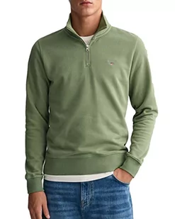 GANT Oryginalna męska bluza dresowa z zamkiem do połowy długości, kolor zielony Kalamata Green, standardowa, Kalamata Green, XL - Bluzy męskie - miniaturka - grafika 1