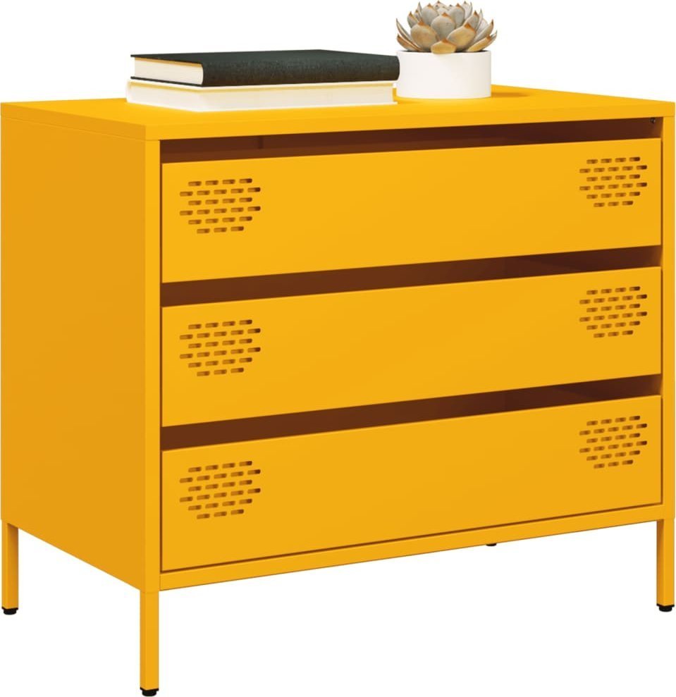 vidaXL vidaXL Szafka, musztardowa, 68x39x58,5 cm, stal walcowana na zimno