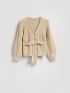 Swetry damskie - Reserved - Kardigan z metalizowaną nicią - kremowy - miniaturka - grafika 1