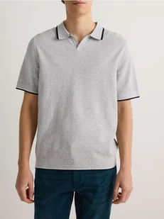 Reserved - Bawełniany sweter polo - jasnoszary - Swetry męskie - miniaturka - grafika 1