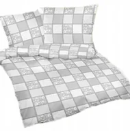 Pościel - pościel z flaneli 140x200 + 1x poszewka F 110 patchwork szary - miniaturka - grafika 1