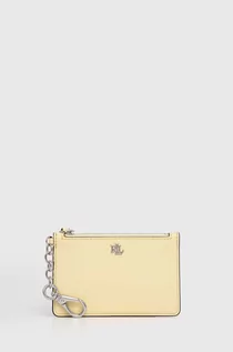 Portfele - Lauren Ralph Lauren portfel skórzany damski kolor żółty - grafika 1