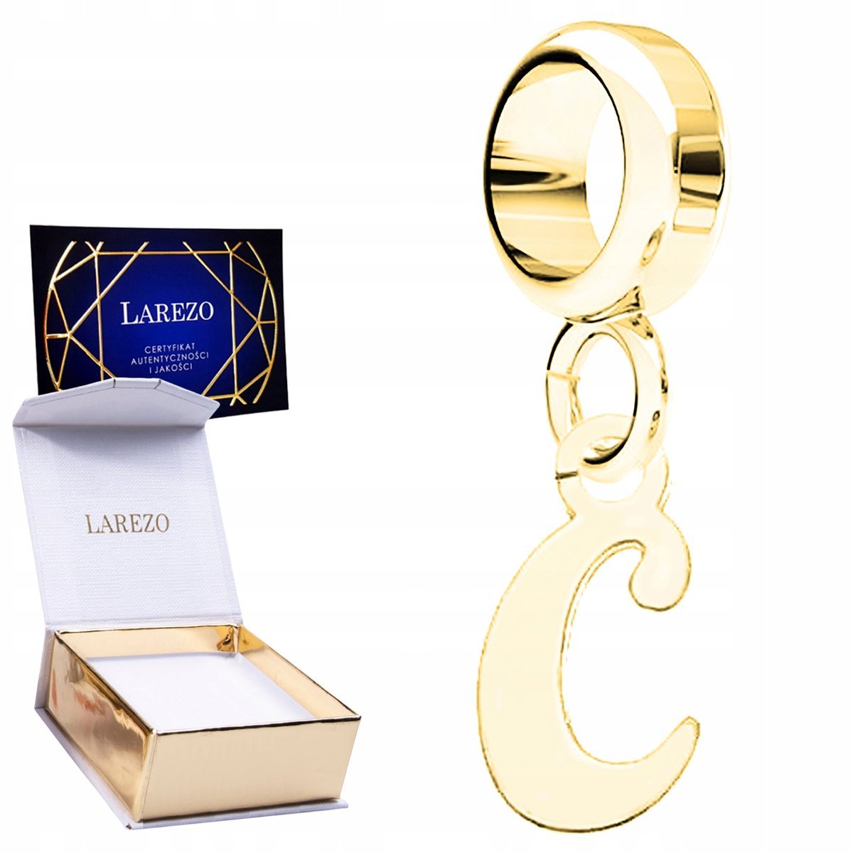 CHARMS ZŁOTY Wiszący z Literą Literka C Pozłacany Znak Inicjał SREBRO 925