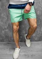 Kąpielówki męskie - Krótkie męskie spodenki zielono-granatowe Recea - miniaturka - grafika 1