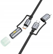 Kable USB - Kabel All-in-one USB C / Lightning do USB C / LED Light Hoco PD 3A 60W 1,2 m U138 czarny - miniaturka - grafika 1