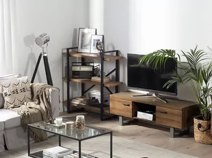 Beliani Szafka RTV ciemne drewno TIMBER - Szafki RTV - miniaturka - grafika 1