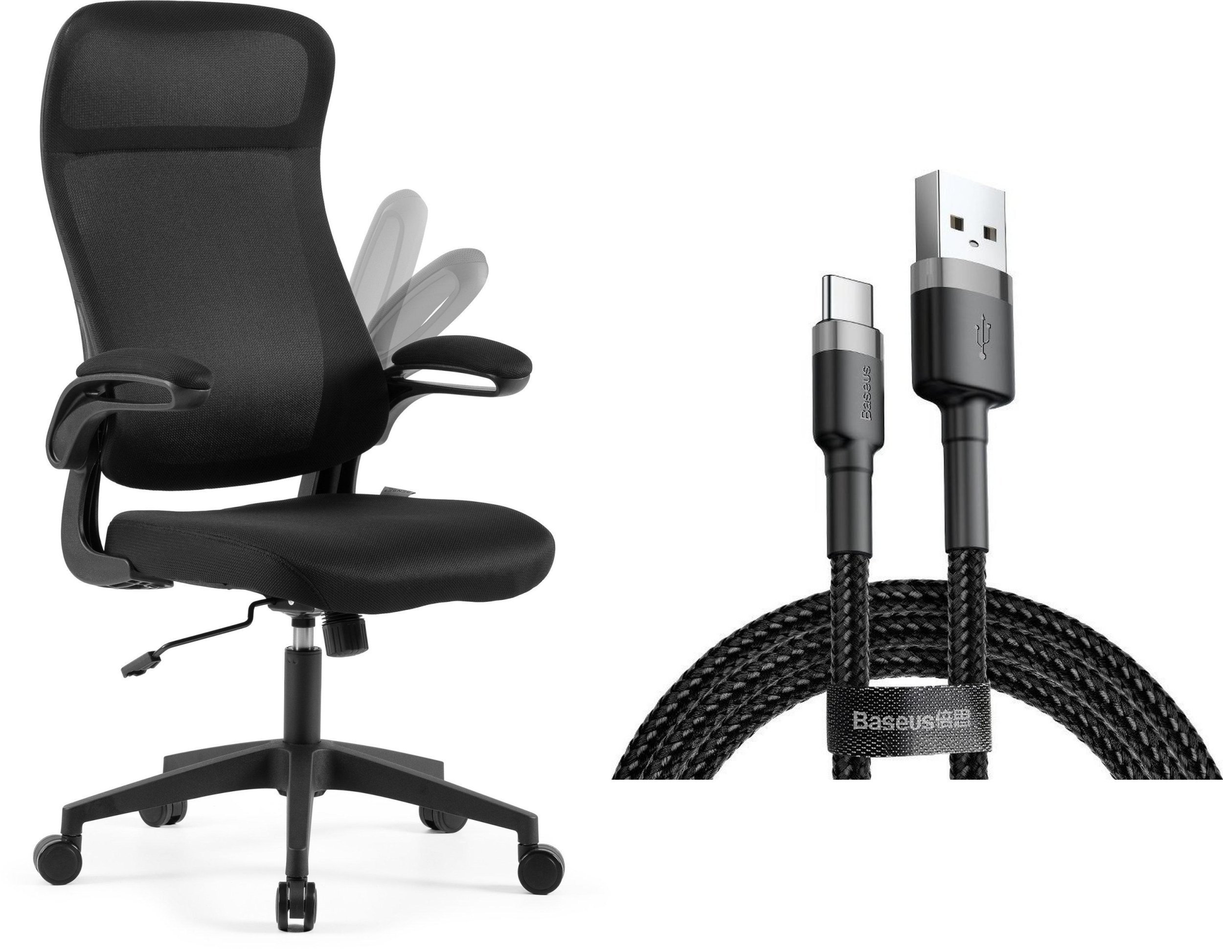 Krzesło biurowe SENSE7 Revo Czarne + kabel usb