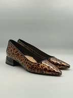 Baleriny - Złote lakierowane baleriny w panterkę niski obcas AF-1547 PULSO r. 39 - miniaturka - grafika 1