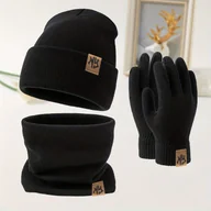 Czapki dla dzieci - TEMU Modny zestaw dla nastolatków: czapka, szal i rękawiczki z dzianiny z logo "NY", trzyczęściowy zestaw, zimowy, tani, wiatroodporny i odporny na - miniaturka - grafika 1