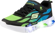 Sneakersy damskie - Skechers Flex-glow Dezlom sneakersy chłopięce, Black Synthetic Textile Blue Lime Trim, 27 EU - miniaturka - grafika 1