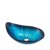 Umywalki - EVG Umywalka nablatowa nablatowa szkło niebieska - miniaturka - grafika 1