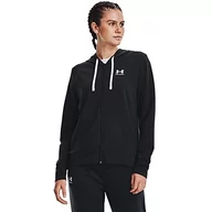 Bluzy damskie - Under Armour Womens Fleece Tops Women's Ua Rival Terry bluza z kapturem, czarna, 1369853-001, XL - miniaturka - grafika 1