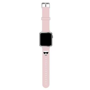 Karl Lagerfeld Pasek KLAWLSLCP Apple Watch 42/44/45mm różowy/pink strap Silicone Choupette Heads - Akcesoria do smartwatchy - miniaturka - grafika 1