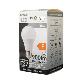 Żarówka LED A60 E27 10W NW ECOLIGHT EC79481 - Żarówki LED - miniaturka - grafika 1