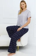 Piżamy damskie - Dwuczęściowa piżama damska Arugia, Kolor szaro-granatowy, Rozmiar S, Italian Fashion - Intymna - miniaturka - grafika 1