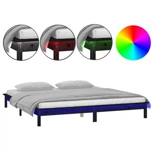 Lumarko Rama łóżka z LED, czarna, 120x190 cm, podwójna, lite drewno - Łóżka - miniaturka - grafika 3