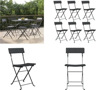 vidaXL Krzesła bistro 6 szt. Składane krzesła bistro z czarnego rattanu i stali - Składane krzesła bistro - Meble ogrodowe - Meble zewnętrzne - Fotele i krzesła ogrodowe vidaXL Krzesła bistro 6 szt. Składane krzesła bistro z czarnego rattanu i stali - Składane krzesła bistro - Meble ogrodowe - Meble zewnętrzne - Fotele i krzesła ogrodowe - miniaturka - grafika 1