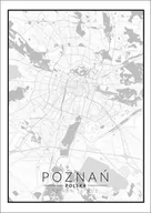 Plakaty - Plakat, Poznań mapa czarno biała, 50x70 cm - miniaturka - grafika 1