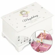 Pozytywki dla dzieci - Szkatułka drewniana z pozytywką i nadrukiem dla dziewczynki na chrzest - miniaturka - grafika 1