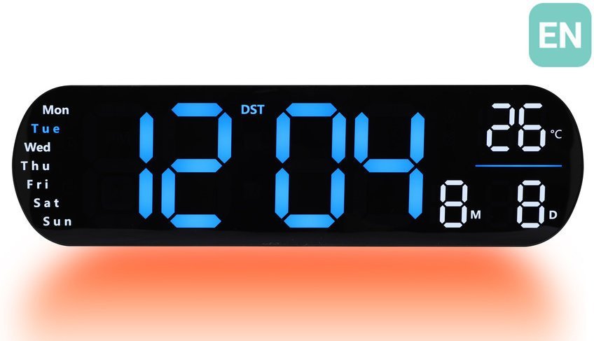 Zegarek JVD Zegar sieciowy LED DH5502.1 cyfry 7,5 cm, termometr, budzik, wersja angielska