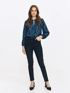 Spodnie damskie - Granatowe jeansowe rurki damskie - miniaturka - grafika 1