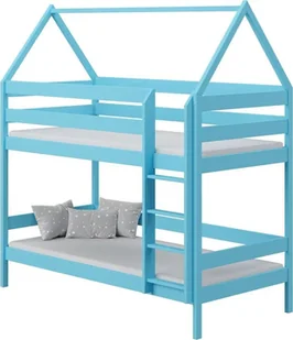 Elior Niebieskie łóżko piętrowe domek ze stelażami - Zuzu 3X 190x90 cm - Łóżka dla dzieci i młodzieży - miniaturka - grafika 1