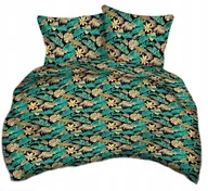 Pościel - pościel bawełna deLUX 220x220 + 2 poszewki B 314-2 palma złota na zielonym - miniaturka - grafika 1