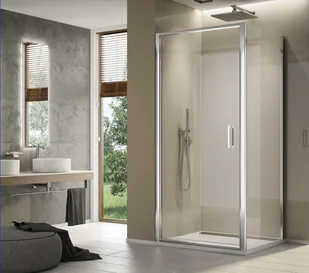 Ronal Sanswiss Top-Line S TLSP+TOPF2 Kabina prysznicowa 75x75x200 cm drzwi uchylne profile srebrny połysk szkło przezroczyste Aquaperle TLSP0755007+TOPF20755007 - Kabiny prysznicowe - miniaturka - grafika 1