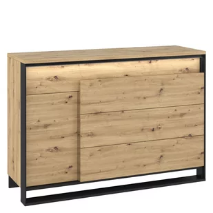 Komoda z Oświetleniem QA-08 Quant Lenart Dąb Antisan, Czarny - Komody - miniaturka - grafika 1