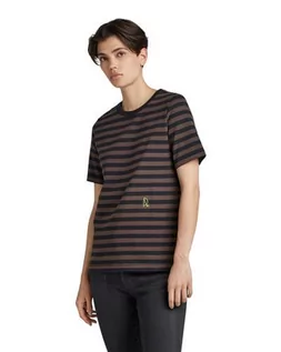 Koszulki i topy damskie - G-STAR RAW Damski top Small Raw Graphic Stripe Top, Wielokolorowy (Chocolat/Caviar Stripe D22330-c929-d505), XXS - grafika 1