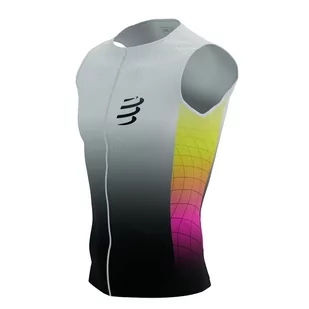 COMPRESSPORT Triathlonowa koszulka kompresyjna TRI POSTURAL AERO TANK TOP safe yellow/neo pink - Koszulki sportowe męskie - miniaturka - grafika 1