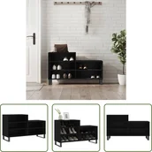 Szafki na buty - Stojak na buty The Living Store czarny 102x36x60 cm materiał drewnopochodny - miniaturka - grafika 1
